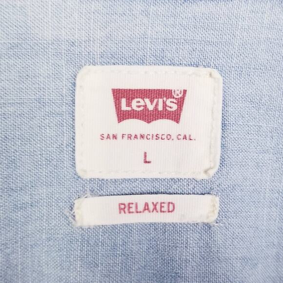 LEVI'S Chambray Relaxed Fit Workshirt Light Blue Cotton Tencel Blend- Size Large - Picture 6 of 9